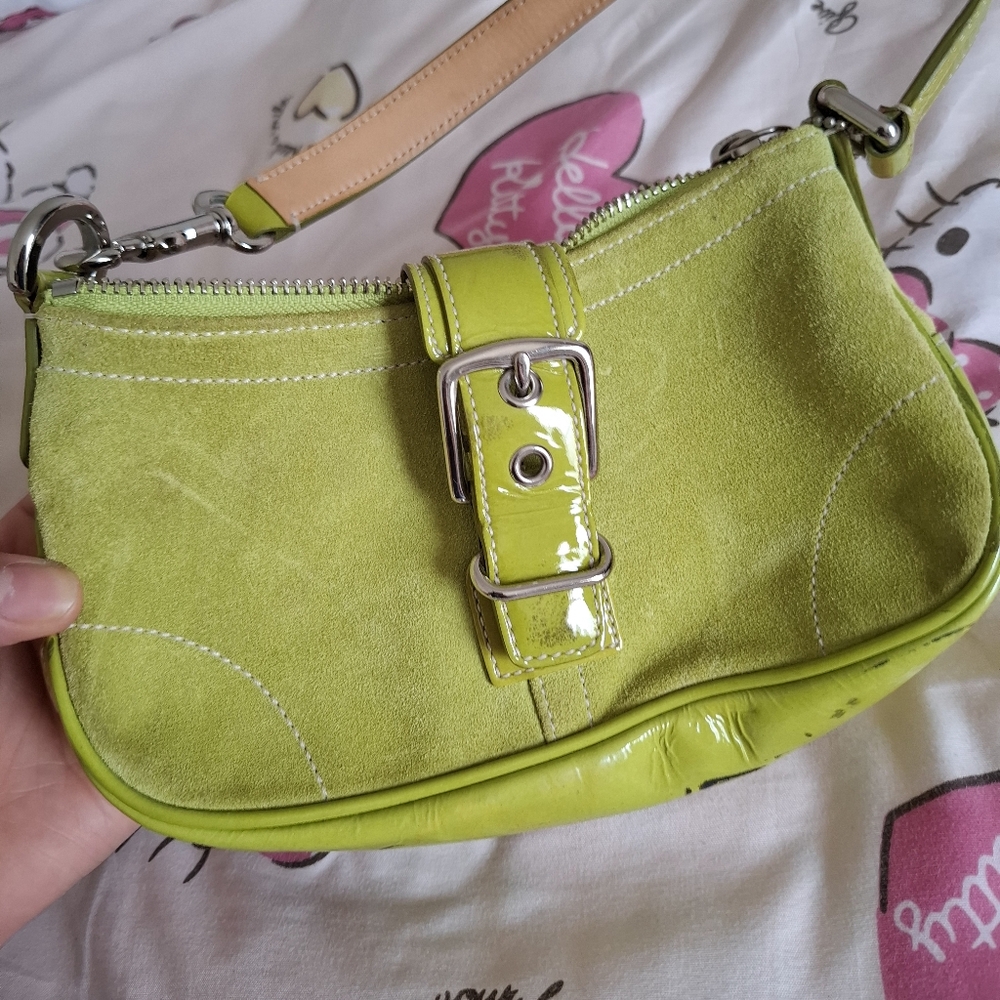 Coach Green Mini Bag with Silver Buckle